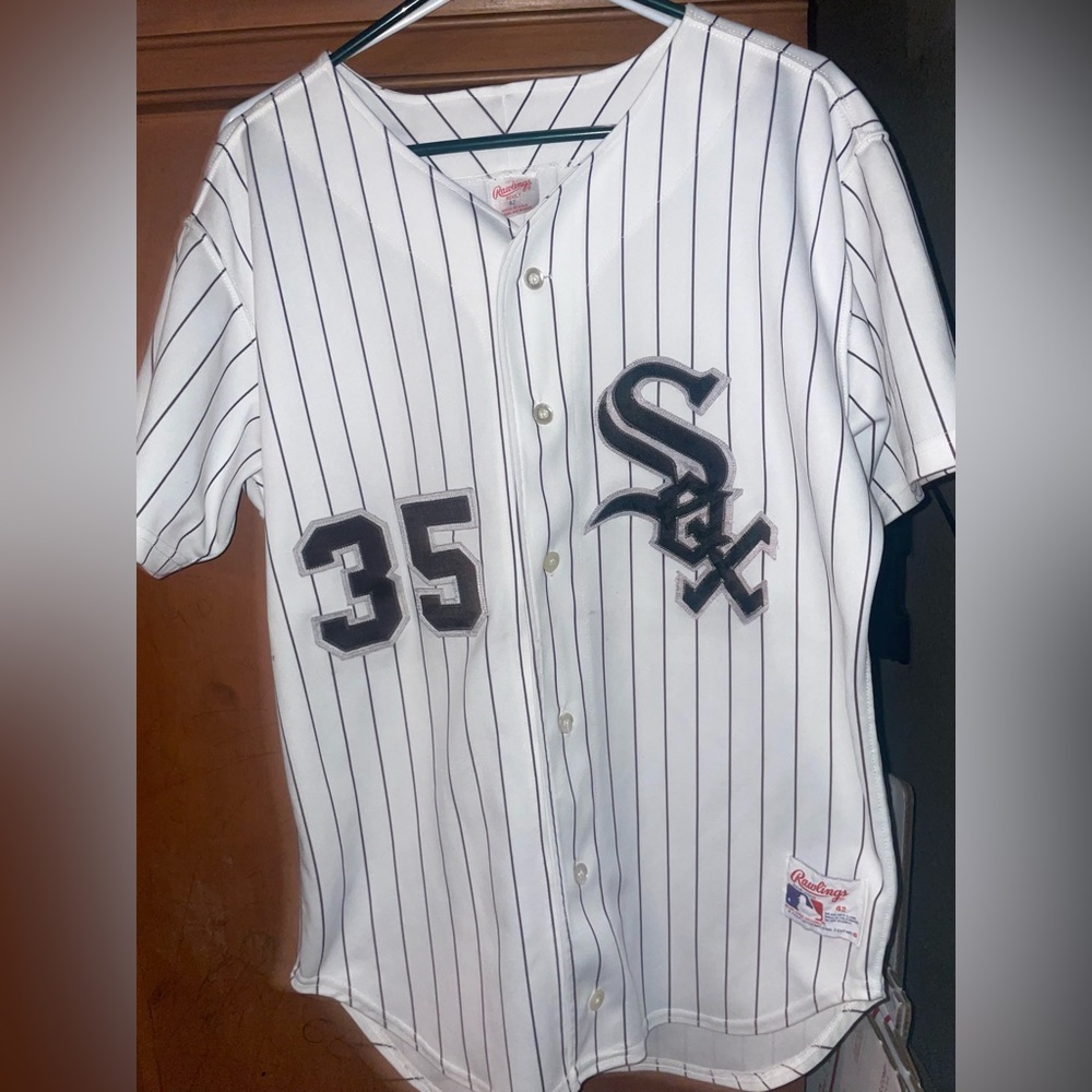 Chicago White Sox PineStripe Jersey Rawlings ThrowBack Size M #35